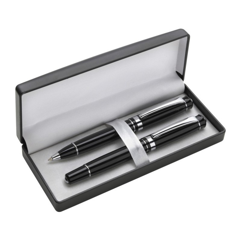 Schreibset, Kugelschreiber und Rollerball - Schwarz