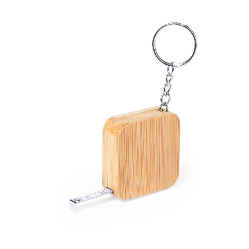 Schlüsselanhänger aus Bambus, Maßband 1m - Braun