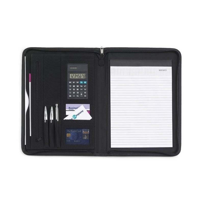 Konferenzmappe A4 mit Notizbuch und Taschenrechner - Schwarz