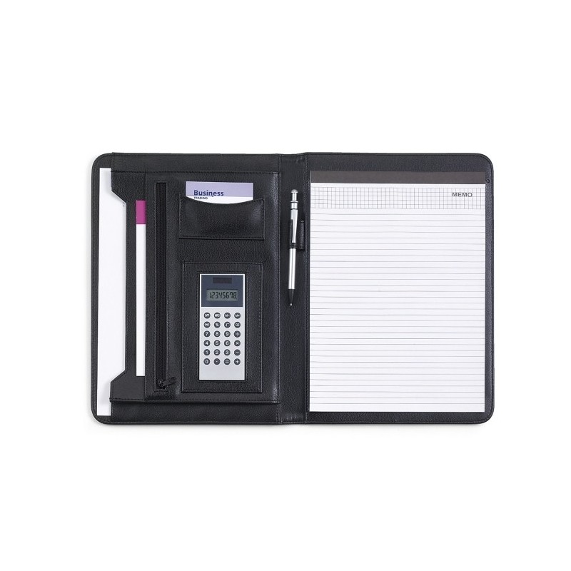 Konferenzmappe A4 mit Notizbuch und Taschenrechner - Schwarz
