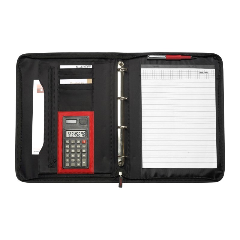 Konferenzmappe A4 mit Notizbuch und Taschenrechner - Schwarz