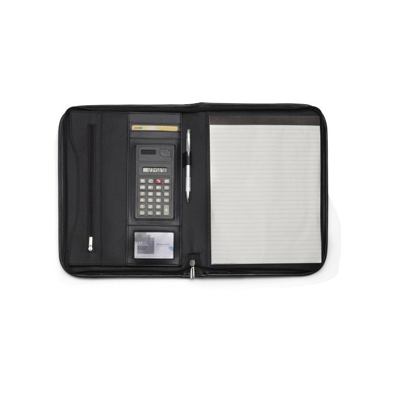 Konferenzmappe A4 mit Notizbuch und Taschenrechner - Schwarz