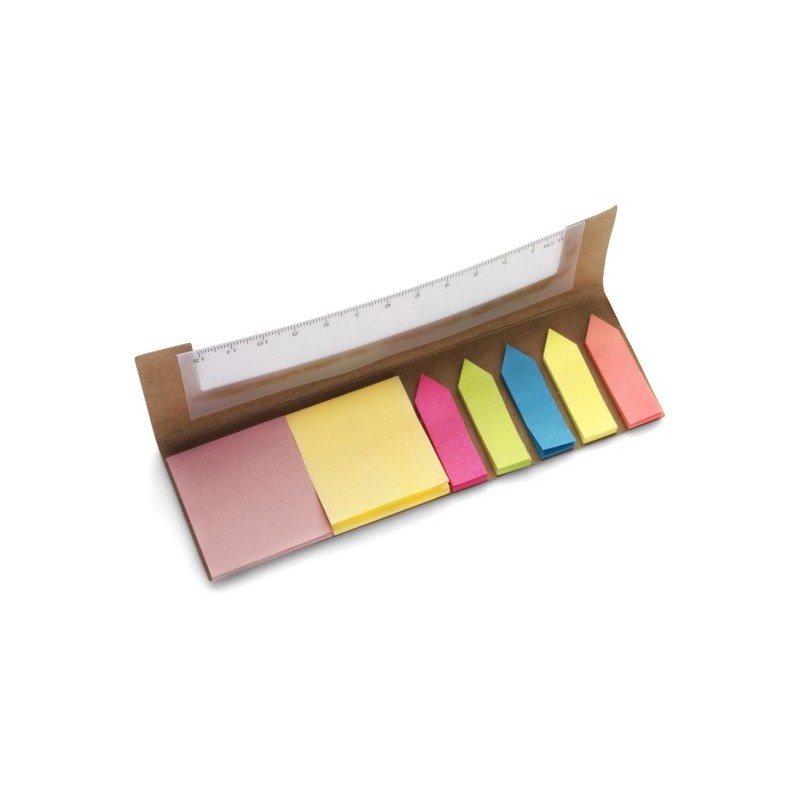 Haftnotizenset, Haftnotizen, Lineal - Braun