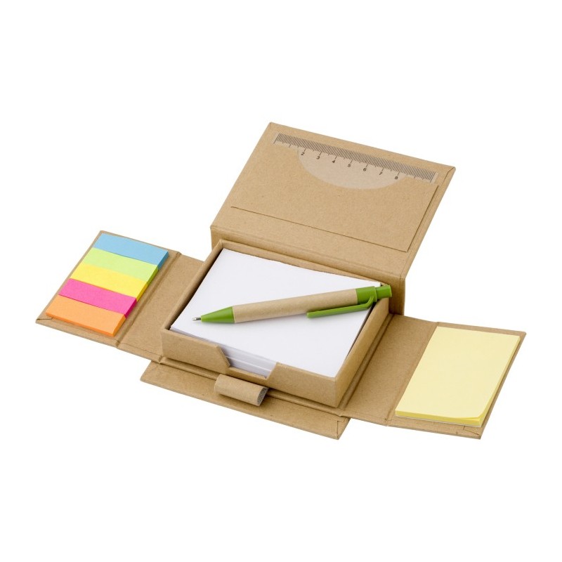 Haftnotizenset, Haftnotizen, Notizbuch, Kugelschreiber, Lineal - Braun