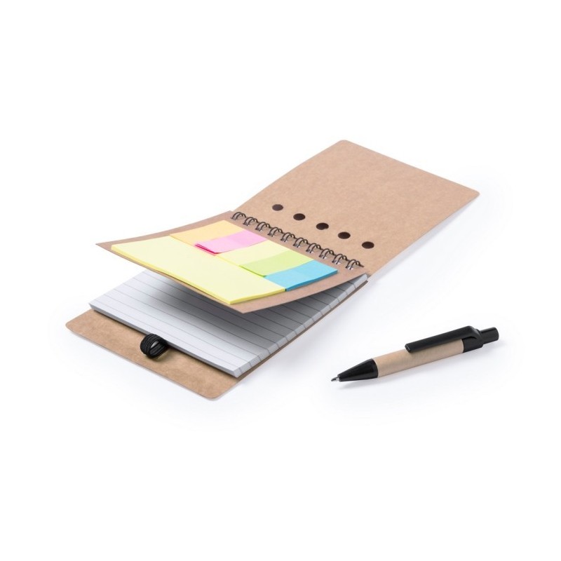 Haftnotizenset, Notizbuch ca. A6, Kugelschreiber - Braun