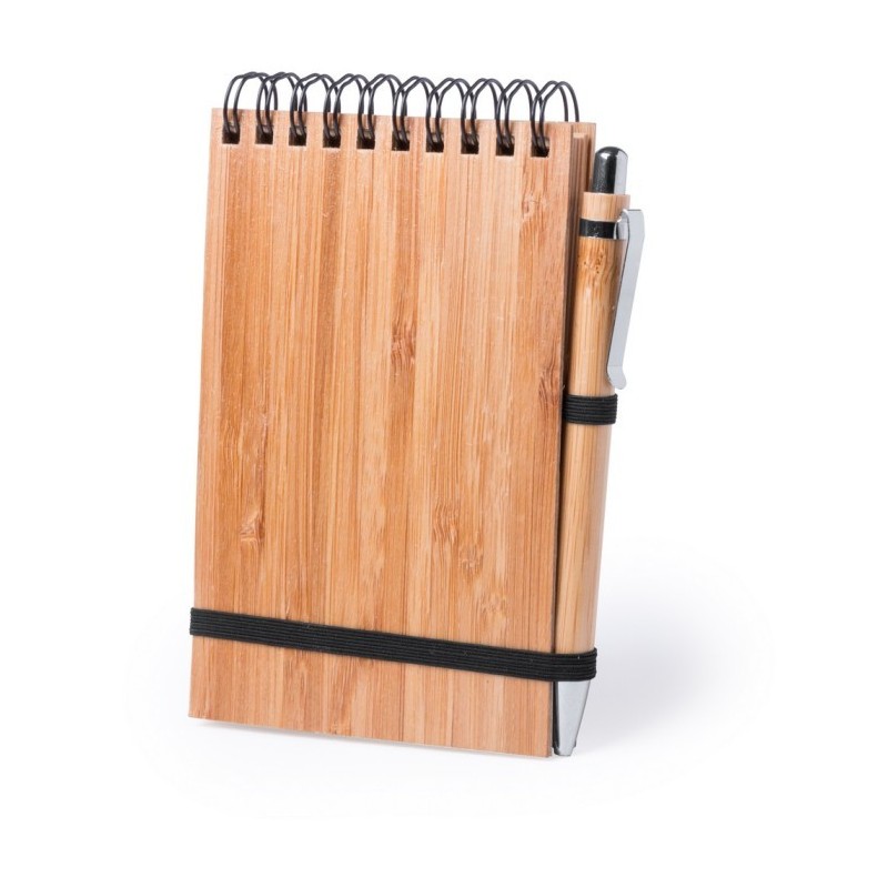 Notizbuch aus Bambus A6, Kugelschreiber mit Bambus Schaft - Braun