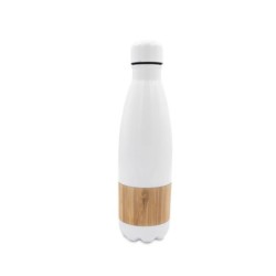 Thermoflasche 500 ml mit Bambuselement - Weiß