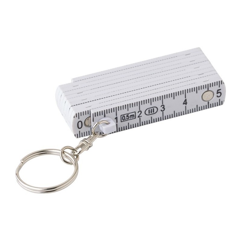 Schlüsselanhänger, Maßband 50 cm, gefaltet - Weiß