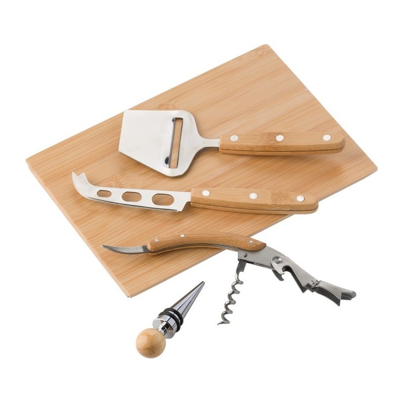 Käse- und Weinset aus Bambus - Braun