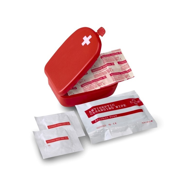Erste-Hilfe-Set in Kunststoffverpackung, 5-tlg. - Rot