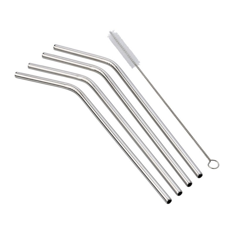 Set mit 4 Strohhalmen - Silber