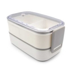 Lunchboxen 2 Stück, 2x700 ml, Besteck - Weiß