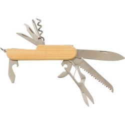 Multitool 9-tlg, Taschenmesser, Schlüsselanhänger - Braun