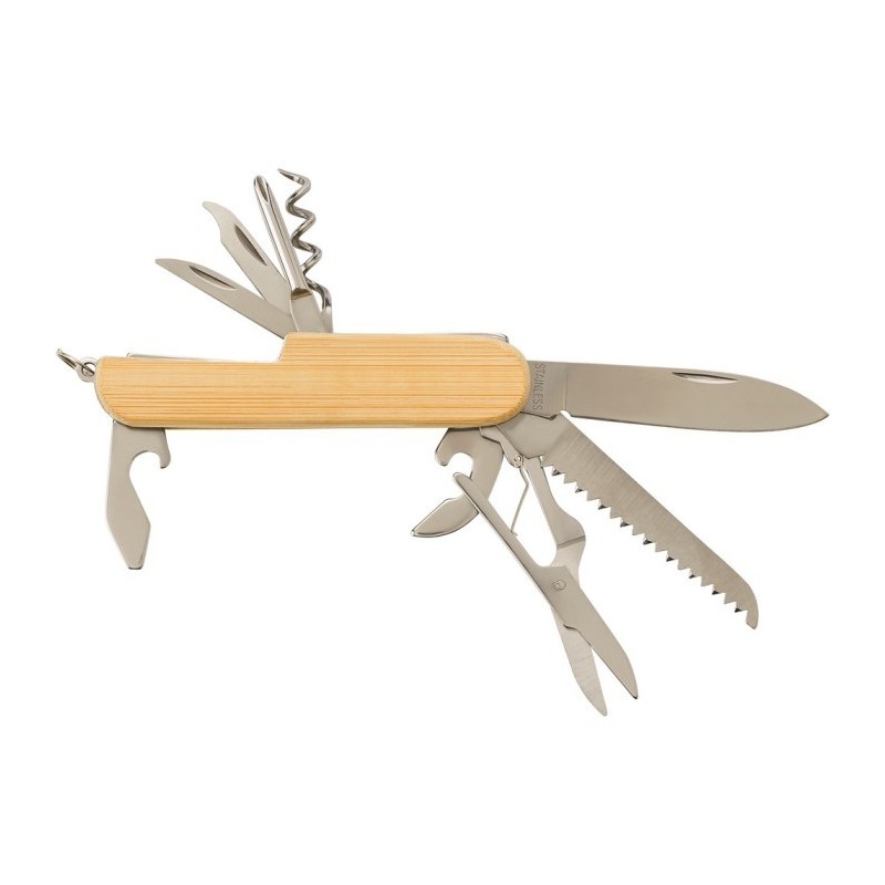 Multitool 9-tlg, Taschenmesser, Schlüsselanhänger - Braun