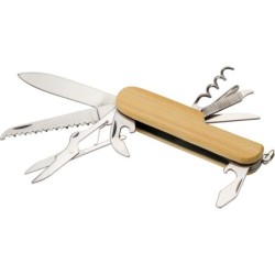 Multitool 9-tlg, Taschenmesser, Schlüsselanhänger - Braun