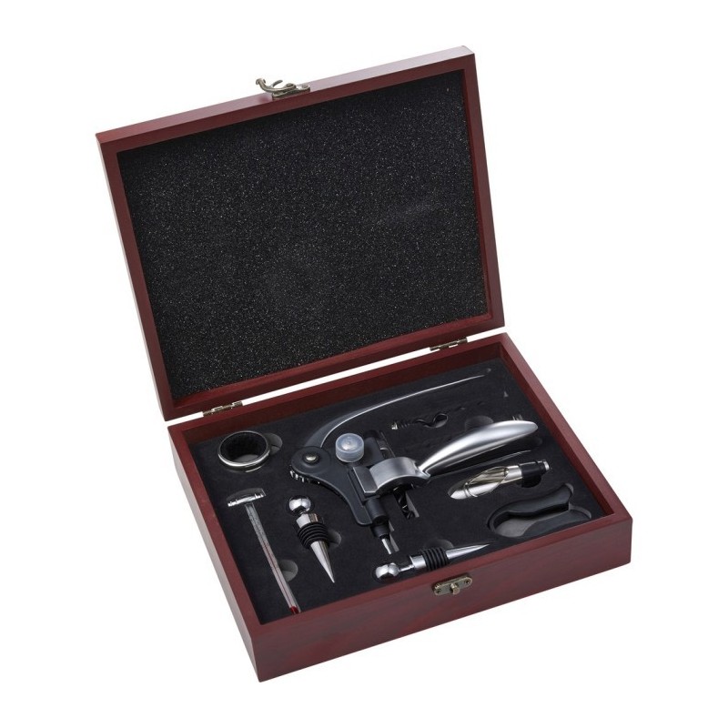 Weinset 7-tlg. in Holzbox - Braun