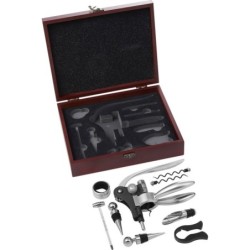 Weinset 7-tlg. in Holzbox - Braun