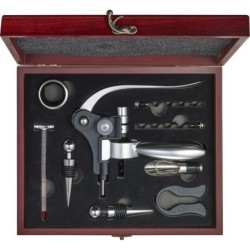 Weinset 7-tlg. in Holzbox - Braun