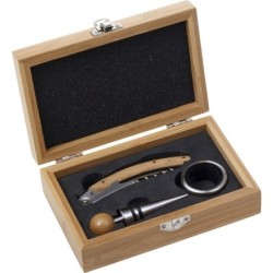 Weinset 3-tlg. in Bambusbox - Braun