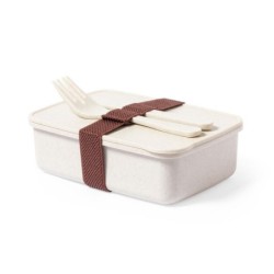 Lunchbox 700 ml, Besteck - Beige