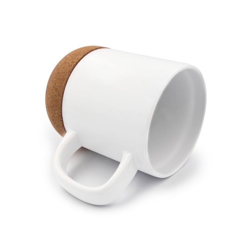 Keramikbecher 370 ml, Korkdetail - Weiß
