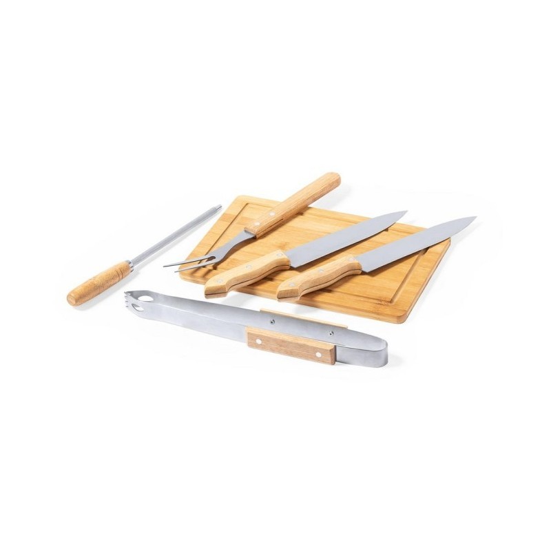 Holzgrill-Set, 6-tlg. - Hellbraun