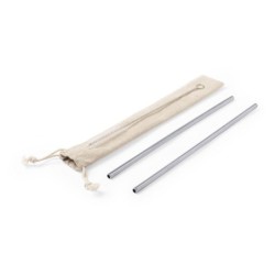 Trinkhalmen, 2 St., Edelstahl - Silber