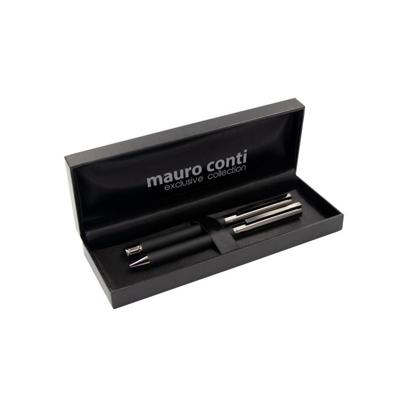 Mauro Conti Schreibset, Kugelschreiber und Rollerball - Schwarz