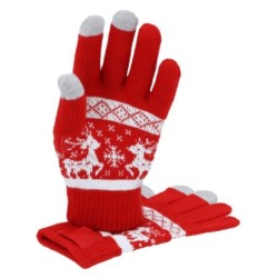 Handschuhe, Weihnachtsmuster - Rot