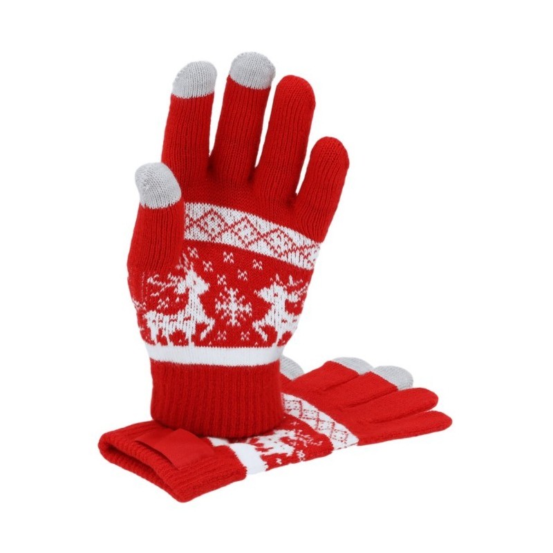 Handschuhe, Weihnachtsmuster - Rot