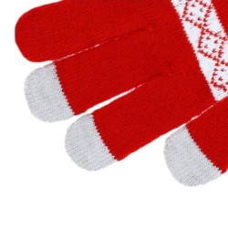 Handschuhe, Weihnachtsmuster - Rot