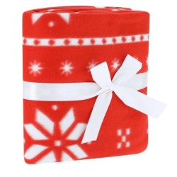 RPET-Decke, Weihnachtsmuster - Rot