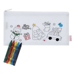 Mäppchen zum Ausmalen, Weihnachtsmuster, Buntstifte - Weiß