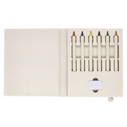 Farbstiftset, Radiergummi, Notizbuch - Weiß