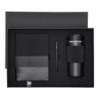 Geschenkset, Thermobecher 470 ml, Notizbuch A5, Kugelschreiber, Geschenkbox - Schwarz