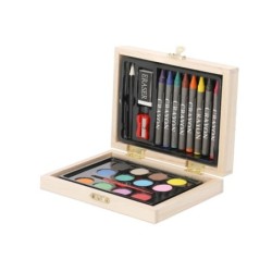 Mal- und Zeichenset, Holzkiste - Beige
