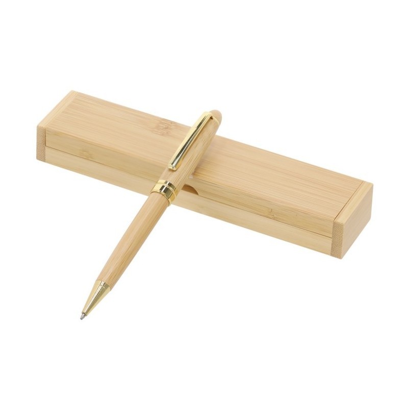 Kugelschreiber aus Bambus im Etui - Beige