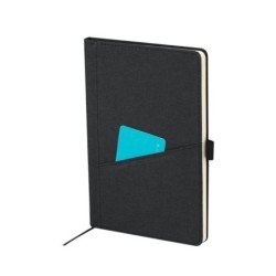 Geschenkset, Schlüsselanhänger, Notizbuch ca. A5, Kugelschreiber, Geschenkbox - Schwarz