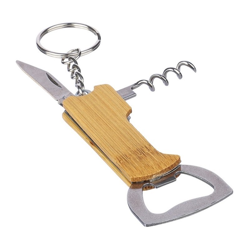 Schlüsselanhänger aus Bambus 3 in 1, - Braun