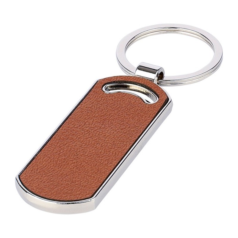 Schlüsselanhänger aus Recyckling Leder - Braun