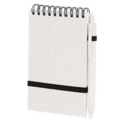 Büro-Set, Notizbuch, Becher, Kugelschreiber aus Weizenstroh - Beige