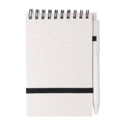 Büro-Set, Notizbuch, Becher, Kugelschreiber aus Weizenstroh - Beige