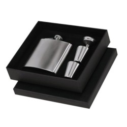 Flachmann aus recyceltem Edelstahl 175 ml, 2 Tassen, Trichter - Silber