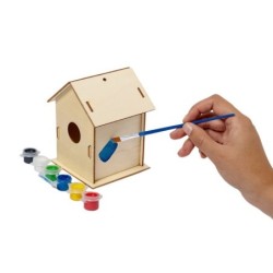 Vogelhaus zum Ausmalen, 6 Farben und Pinsel - Braun