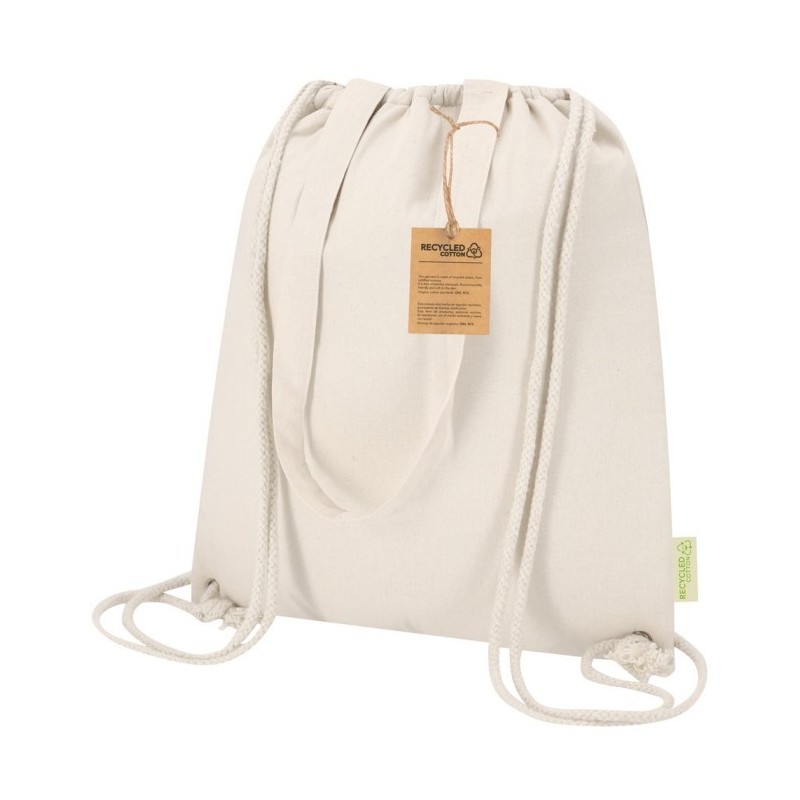 Kordelzugbeutel aus recycelter Baumwolle - Beige