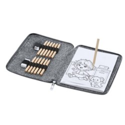 Mal-Set aus RPET-Filz, Buntstifte, Spitzer, Radiergummi - Grau