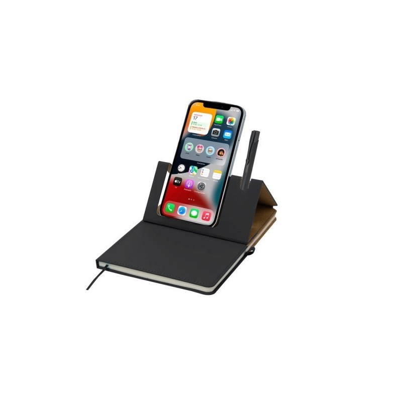 Notizbuch ca. A5, Telefonständer - Schwarz