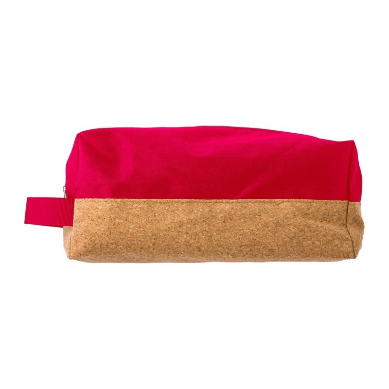Kosmetiktasche mit Korkbesatz - Rot