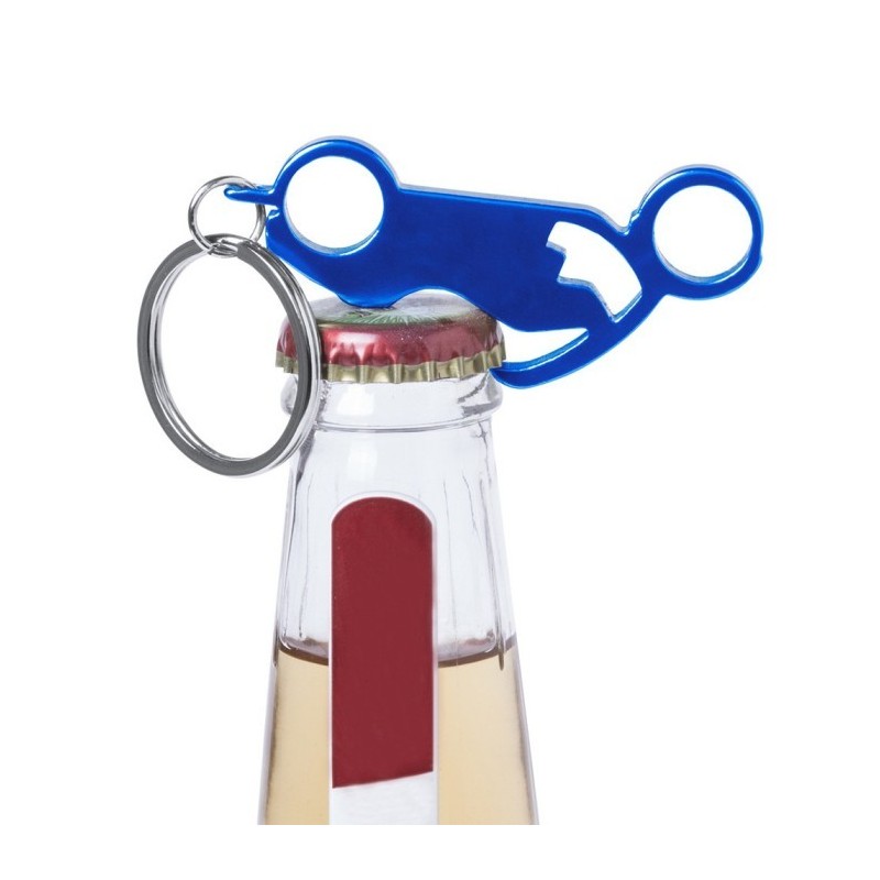 Schlüsselanhänger, Flaschenöffner "Motorrad" - Dunkelblau