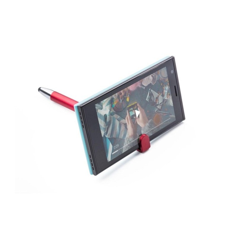 Kugelschreiber mit Touch-Pen, Telefonständer - Rot